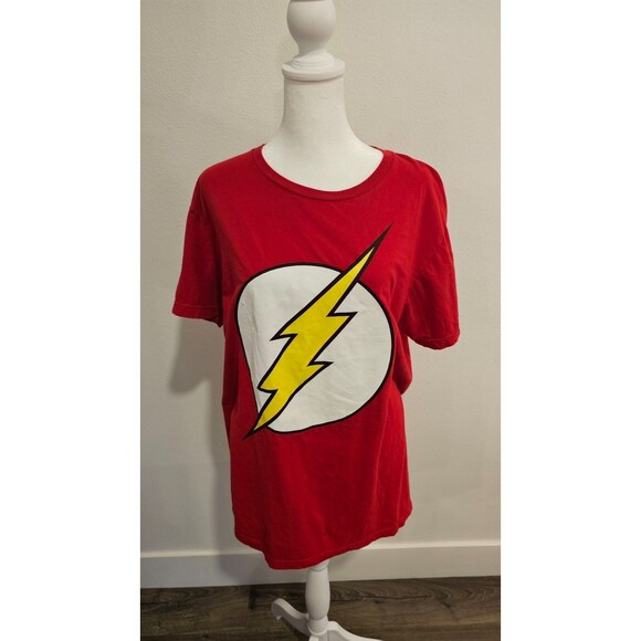 DC Comics Unisex Size LargeShort Sleeve The Flash Graphic Tee Tshirt in Red 1310 - Picture 1 of 5